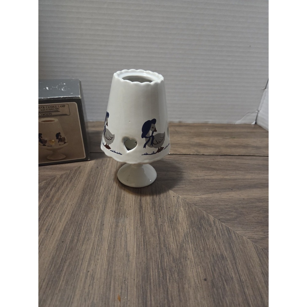 vintage country goose ceramic candle lamp or votive/tealight luminary on a...